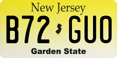 NJ license plate B72GUO