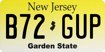 NJ license plate B72GUP