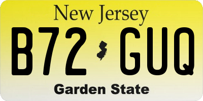 NJ license plate B72GUQ