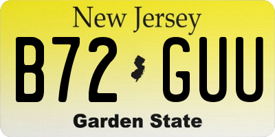 NJ license plate B72GUU