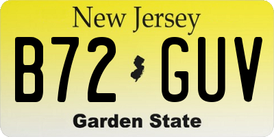 NJ license plate B72GUV