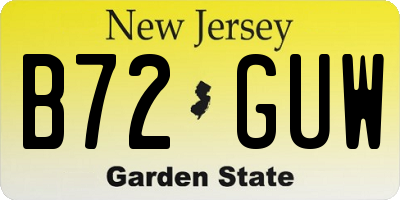 NJ license plate B72GUW