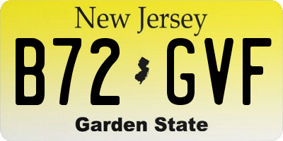 NJ license plate B72GVF