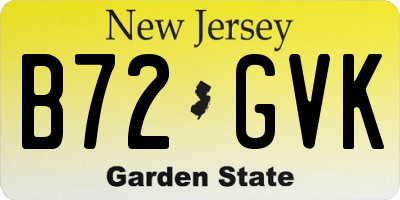 NJ license plate B72GVK