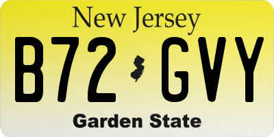 NJ license plate B72GVY