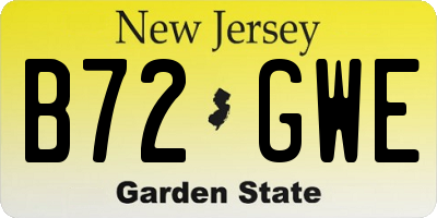 NJ license plate B72GWE