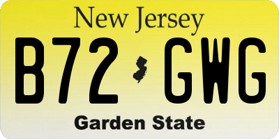 NJ license plate B72GWG