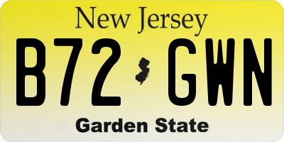 NJ license plate B72GWN