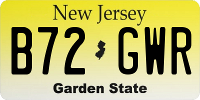 NJ license plate B72GWR