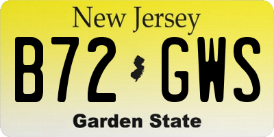 NJ license plate B72GWS