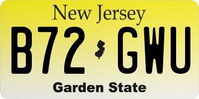 NJ license plate B72GWU