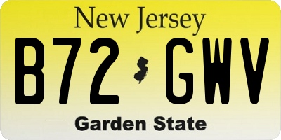 NJ license plate B72GWV