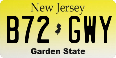 NJ license plate B72GWY