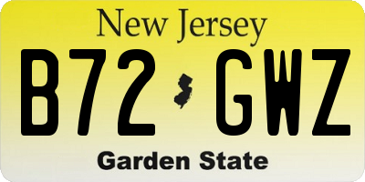 NJ license plate B72GWZ
