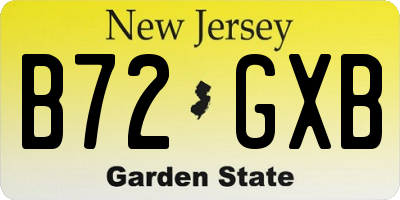 NJ license plate B72GXB