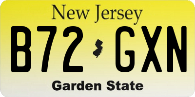 NJ license plate B72GXN