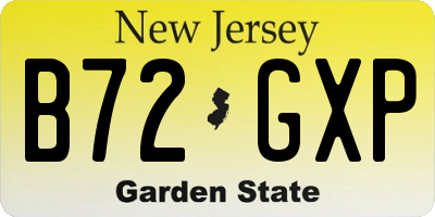NJ license plate B72GXP