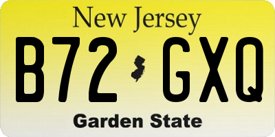 NJ license plate B72GXQ