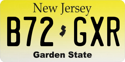 NJ license plate B72GXR