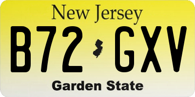 NJ license plate B72GXV