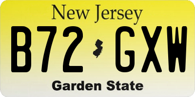 NJ license plate B72GXW