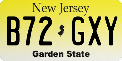 NJ license plate B72GXY