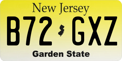 NJ license plate B72GXZ