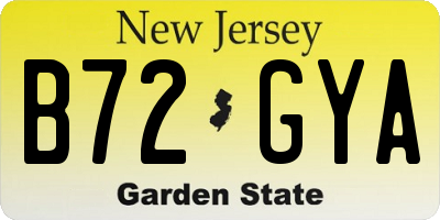 NJ license plate B72GYA