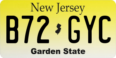 NJ license plate B72GYC