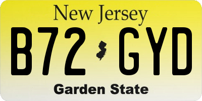 NJ license plate B72GYD