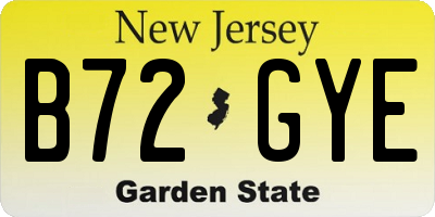 NJ license plate B72GYE