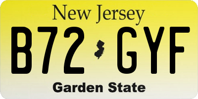 NJ license plate B72GYF