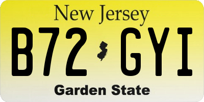 NJ license plate B72GYI