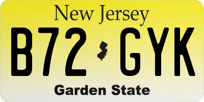 NJ license plate B72GYK