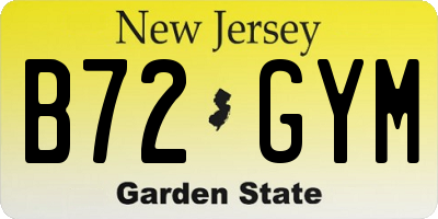NJ license plate B72GYM