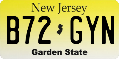 NJ license plate B72GYN