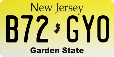 NJ license plate B72GYO