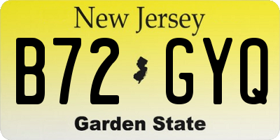 NJ license plate B72GYQ