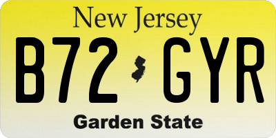 NJ license plate B72GYR