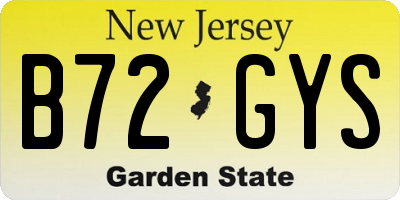NJ license plate B72GYS