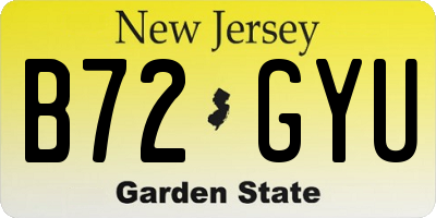 NJ license plate B72GYU