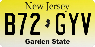 NJ license plate B72GYV