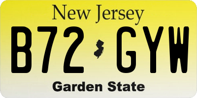 NJ license plate B72GYW