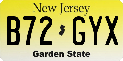 NJ license plate B72GYX