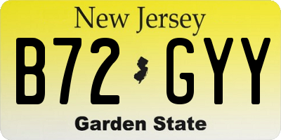 NJ license plate B72GYY