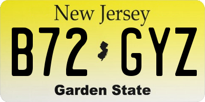NJ license plate B72GYZ