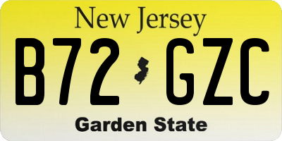 NJ license plate B72GZC