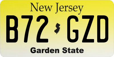 NJ license plate B72GZD