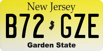 NJ license plate B72GZE