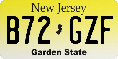 NJ license plate B72GZF